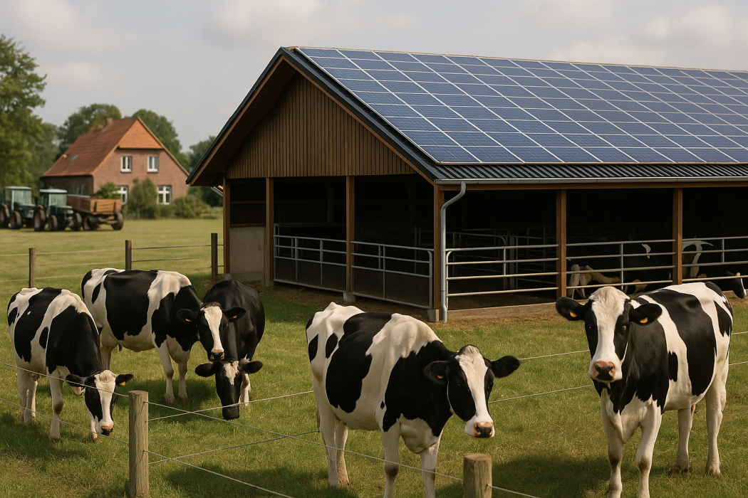 Bauernhof KĂŒhe Stall PV-Anlage